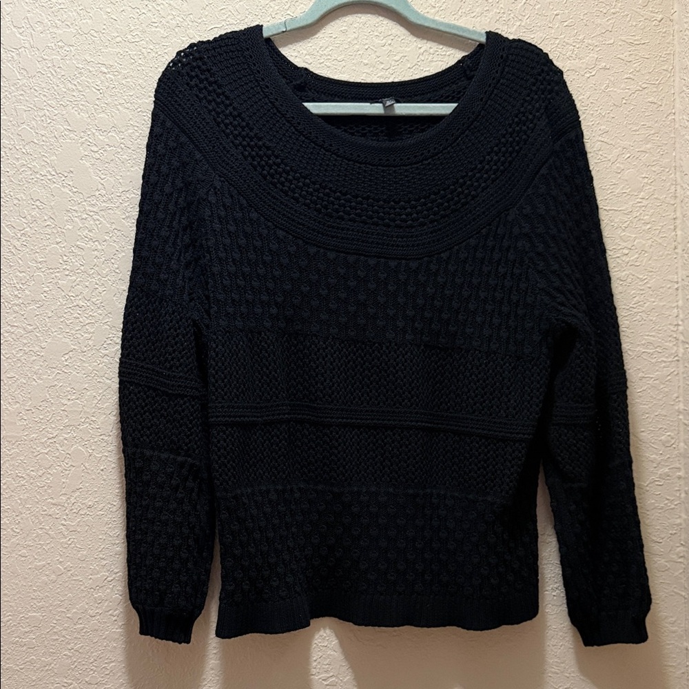 NWOT, Talbots XL Petite -  Textured Black Crew Neck Sweater